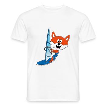 WINDSURFER - SURFER - WASSERSPORT - FUCHS - TIER - Männer T-Shirt - Weiß - Vorne - AI Model Male 178 dark (178cm)