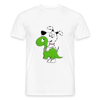 HUND - DINO - DINOSAURIER - KUSCHELTIER - TIERISCH - Männer T-Shirt - Weiß - Vorne - AI Model Male 178 dark (178cm)