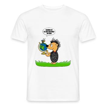 BIENE - STACHELSCHWEIN - WELT - SCHÖN IST ES... - Männer T-Shirt - Weiß - Vorne - AI Model Male 178 dark (178cm)