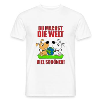 DU MACHST DIE WELT VIEL SCHÖNER! - HUNDE - LIEBE - Männer T-Shirt - Weiß - Vorne - AI Model Male 178 dark (178cm)
