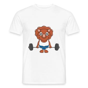 FITNESS - GEWICHTHEBER - FIT - SPORT - DINOSAURIER - Männer T-Shirt - Weiß - Vorne - AI Model Male 178 dark (178cm)