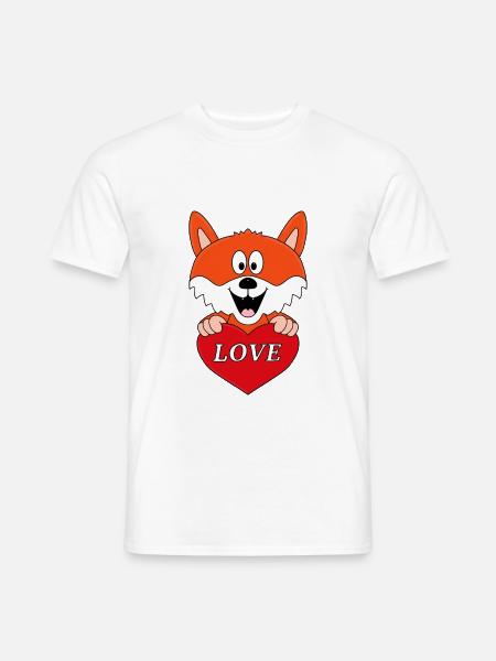 LIEBE - HERZ - LOVE - FUCHS - TIERISCH - VERLIEBT - Männer T-Shirt - Weiß