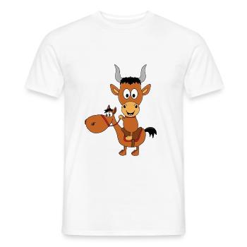 REITEN - PFERD - PONY - STIER - BULLE - KUH - Männer T-Shirt - Weiß - Vorne - AI Model Male 178 dark (178cm)