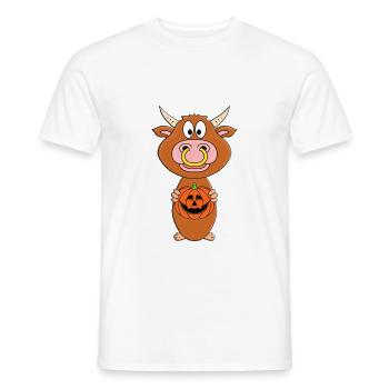 KÜRBIS SCHNITZEN - HALLOWEEN - BULLE - STIER - KUH - Männer T-Shirt - Weiß - Vorne - AI Model Male 178 dark (178cm)