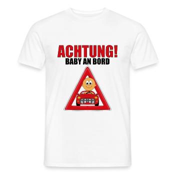 ACHTUNG! BABY AN BORD - AUTO - KIND - KINDER - Männer T-Shirt - Weiß - Vorne - AI Model Male 178 dark (178cm)