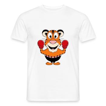 TIGER - BOXER - TIERISCH - STARK - SPORT - KÄMPFER - Männer T-Shirt - Weiß - Vorne - AI Model Male 178 dark (178cm)