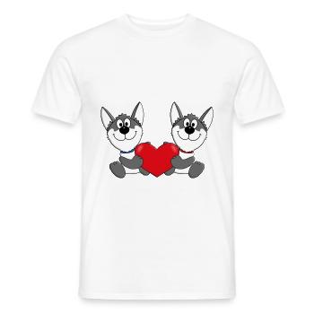 HUSKYS - SCHLITTENHUNDE - WOLFSHUNDE - HERZ - LOVE - Männer T-Shirt - Weiß - Vorne - AI Model Male 178 dark (178cm)