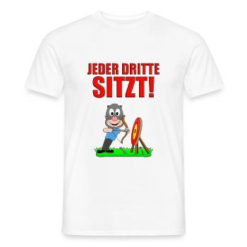 BOGENSCHIEßEN - MAULWURF - JEDER DRITTE SITZT! - Männer T-Shirt - Weiß - Vorne - AI Model Male 178 dark (178cm)