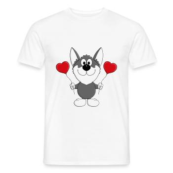 HUSKY - HUND - SCHLITTENHUND - WOLFSHUND - LIEBE - Männer T-Shirt - Weiß - Vorne - AI Model Male 178 dark (178cm)