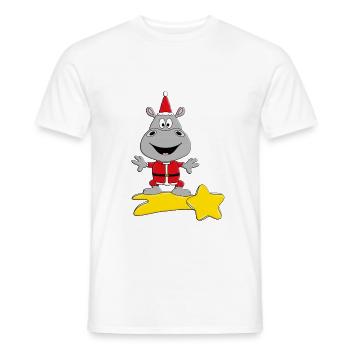 STERNSCHNUPPE - NILPFERD - WEIHNACHTEN - Männer T-Shirt - Weiß - Vorne - AI Model Male 178 dark (178cm)