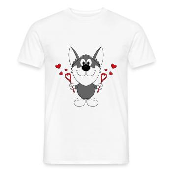 HUND - LIEBE - SCHLITTENHUND - HUSKY - HERZEN - Männer T-Shirt - Weiß - Vorne - AI Model Male 178 dark (178cm)