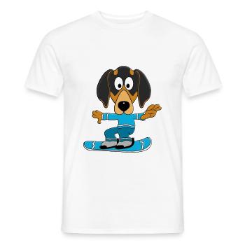 HUND - DACKEL - SNOWBOARD - WINTERSPORT - Männer T-Shirt - Weiß - Vorne - AI Model Male 178 dark (178cm)