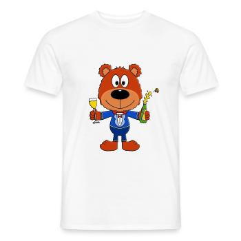 TEDDYBÄR - PROST NEUJAHR - SILVESTER - PARTY - Männer T-Shirt - Weiß - Vorne - AI Model Male 178 dark (178cm)