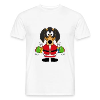 HUND - WEIHNACHTSMANN - GESCHENKE - WEIHNACHTEN - Männer T-Shirt - Weiß - Vorne - AI Model Male 178 dark (178cm)