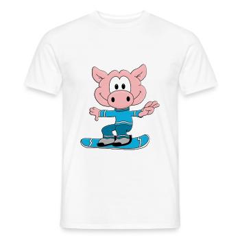 SNOWBOARD - WINTERSPORT - SCHWEIN - SPORT - Männer T-Shirt - Weiß - Vorne - AI Model Male 178 dark (178cm)