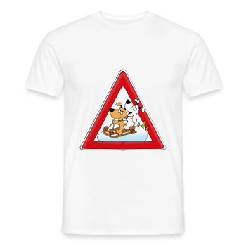 ACHTUNG SCHLITTENHUNDE - RODELN - HUNDE - Männer T-Shirt - Weiß - Vorne - AI Model Male 178 dark (178cm)