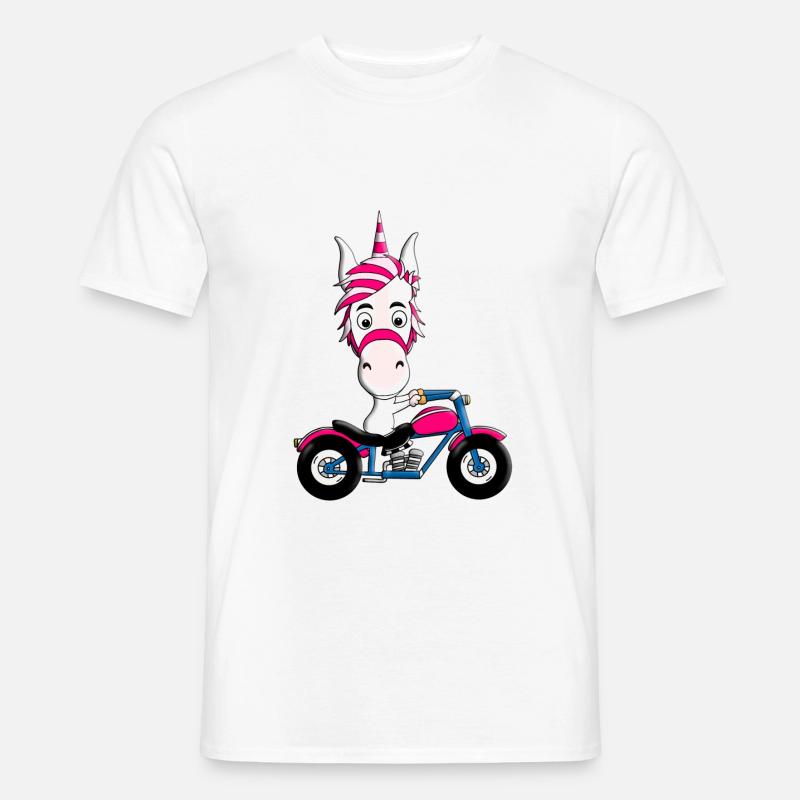 MOTORRAD - BIKER - EINHORN - Männer T-Shirt - Weiß