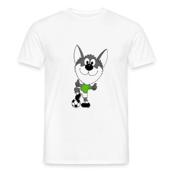 FUßBALL - HUSKY - HUND - SPORT - TIER - Männer T-Shirt - Weiß - Vorne - AI Model Male 178 dark (178cm)