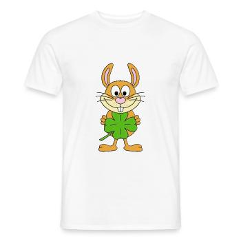 HASE - KANINCHEN - KLEEBLATT - TIER - Männer T-Shirt - Weiß - Vorne - AI Model Male 178 dark (178cm)