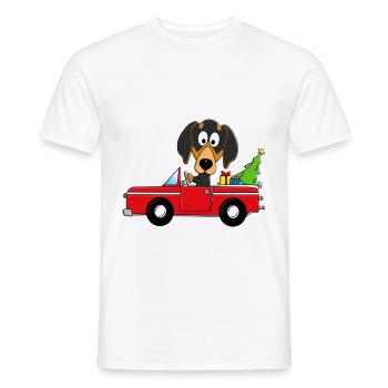 HUND - DACKEL - WEIHNACHTEN - AUTO - GESCHENKE - Männer T-Shirt - Weiß - Vorne - AI Model Male 178 dark (178cm)