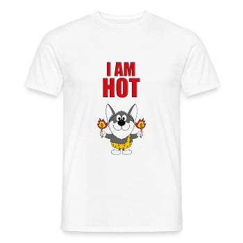 HUSKY - HUND - SCHLITTENHUND - I AM HOT - Männer T-Shirt - Weiß - Vorne - AI Model Male 178 dark (178cm)