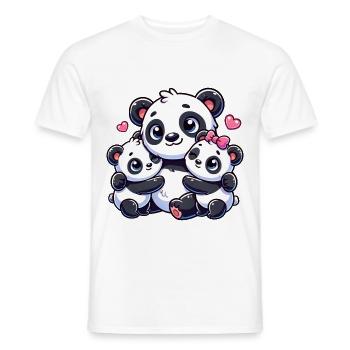 Parent panda aimant avec deux enfants mignons - T-shirt homme - blanc - Devant - AI Model Male 178 dark (178cm)