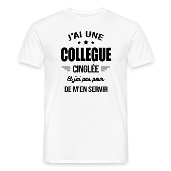J'AI UNE COLLÈGUE CINGLÉE - T-shirt homme - blanc - Devant - AI Model Male 178 dark (178cm)