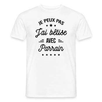 JE PEUX PAS J'AI BÊTISE AVEC PARRAIN - T-shirt homme - blanc - Devant - AI Model Male 178 dark (178cm)