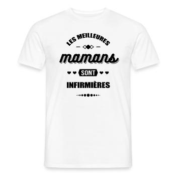 LES MEILLEURES MAMANS SONT INFIRMIÈRES - T-shirt homme - blanc - Devant - AI Model Male 178 dark (178cm)