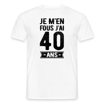 JE M'EN FOUS J'AI 40 ANS - T-shirt homme - blanc - Devant - AI Model Male 178 dark (178cm)