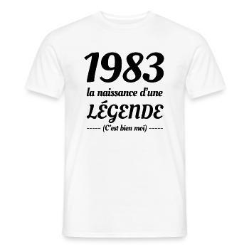 1983 NAISSANCE D’UNE LÉGENDE - T-shirt homme - blanc - Devant - AI Model Male 178 dark (178cm)