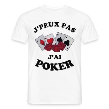 Poker 5 - T-shirt homme - blanc - Devant - AI Model Male 178 dark (178cm)