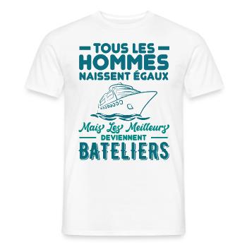 Bateliers bateaux - T-shirt homme - blanc - Devant - AI Model Male 178 dark (178cm)