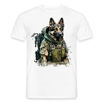 Le berger allemand en tant que soldat - T-shirt homme - blanc - Devant - AI Model Male 178 dark (178cm)