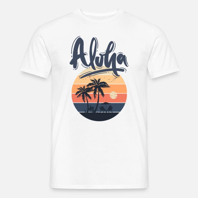 Summer, beach, vacations, palm tree, surf, surfin - Men’s T-shirt - white