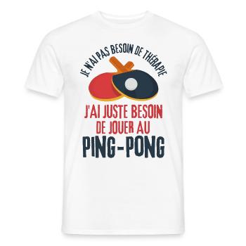 Jouer au ping pong - T-shirt homme - blanc - Devant - AI Model Male 178 dark (178cm)