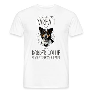 Pas parfait mais propriétaire d un border collie - T-shirt homme - blanc - Devant - AI Model Male 178 dark (178cm)