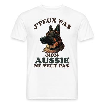 Drôle Aussie Berger Australien - T-shirt homme - blanc - Devant - AI Model Male 178 dark (178cm)