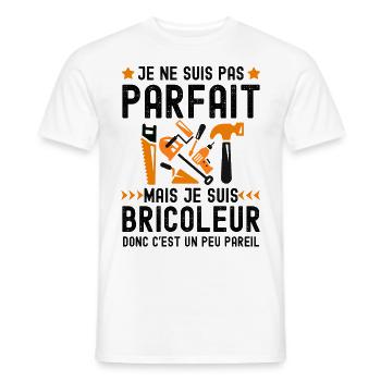 je suis pas parfait je suis un bricoleur 2 - T-shirt homme - blanc - Devant - AI Model Male 178 dark (178cm)