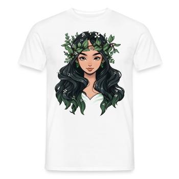 Portrait einer jungen Frau im Cartoon Stil - Männer T-Shirt - Weiß - Vorne - AI Model Male 178 dark (178cm)