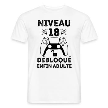 Niveau 18 débloqué enfin adulte 1 - T-shirt homme - blanc - Devant - AI Model Male 178 dark (178cm)