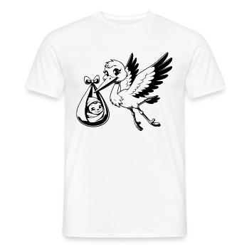Stork brings baby newborn arrival - Men's T-Shirt - white - Front - AI Model Male 178 dark (178cm)