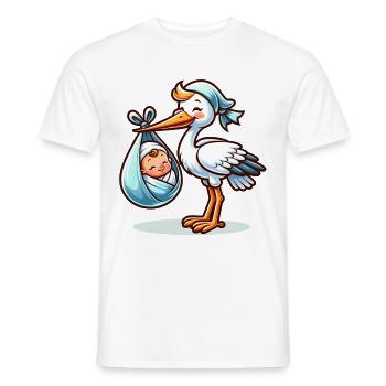 Niedlicher Storch Mit Baby Motiv – Willkommen - Männer T-Shirt - Weiß - Vorne - AI Model Male 178 dark (178cm)