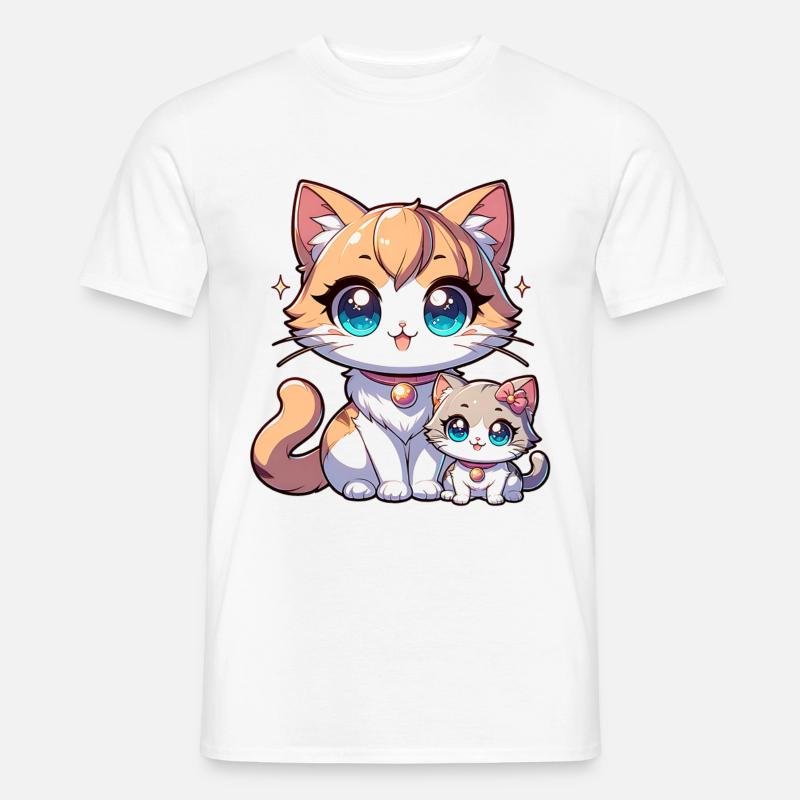 Niedliche Katzenmutter Mit Kitten Illustration - Männer T-Shirt - undefined