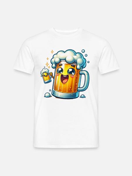 Fröhlicher Bierkrug Mit Schaum - Männer T-Shirt -