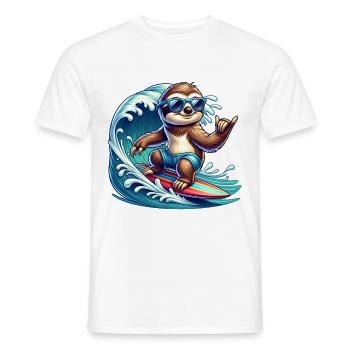 Casual paresseux Surf Vagues Aventure - T-shirt homme - blanc - Devant - AI Model Male 178 dark (178cm)