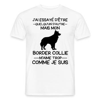 Mon Chien border collie m aime trop - T-shirt homme - blanc - Devant - AI Model Male 178 dark (178cm)