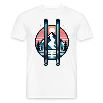 Ski Adventure Sunset Mountains - Men's T-Shirt - white - Front - AI Model Male 178 dark (178cm)