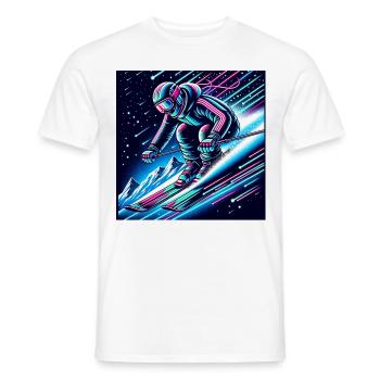 Neon Skier Adventure in the Alps - Men's T-Shirt - white - Front - AI Model Male 178 dark (178cm)