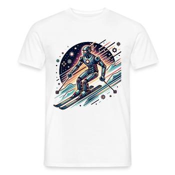 Futuristischer Roboter Skifahrer in Action - Männer T-Shirt - Weiß - Vorne - AI Model Male 178 dark (178cm)